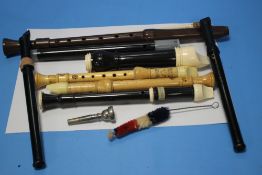A QUANTITY OF ASSORTED RECORDERS WITH BRUSH CLEANER