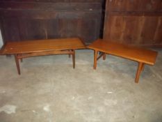 TWO LONG JOHN TEAK RETRO COFFEE TABLES, ONE OF WHICH IS G PLAN