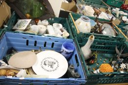 FOUR TRAYS OF CERAMICS (TRAYS NOT INCLUDED)