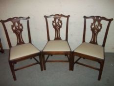 THREE CHIPPENDALE STYLE DINING CHAIRS