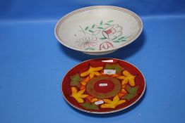 A POOLE LARGE DISH DIA. 32 CM TOGETHER WITH A POOLE PLATE DIA. 26 CM¦Condition Report:No obvious