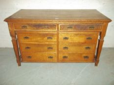 AN OAK INLAID SIDE BY SIDE VINTAGE DESK / TABLE