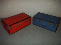 TWO TRAVEL TRUNKS / STORAGE BOXES