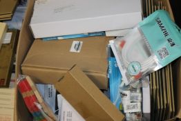 TWO BOXES OF MAINLY NEW ITEMS TO INCLUDE A QUANTITY OF RUBBER SUCKERS, PHONE CASES, LOLLIPOP