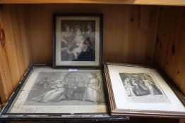 A FRAMED AND GLAZED ENGRAVING DEPICTING FRENCH LADIES IN MIDDLE EASTERN DRESS 