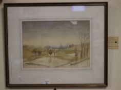 A FRAMED AND GLAZED WATERCOLOUR RURAL SCENE SIGNED J. GEMMELL
