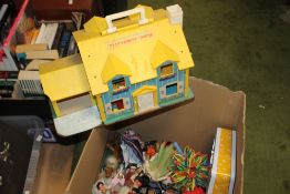 A FISHER PRICE PLAYHOUSE AND A QUANTITY OF CONTINENTAL STYLE DOLLS