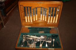 A CASED CANTEEN OF CUTLERY - INCOMPLETE