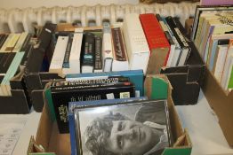 ONE LARGE AND ONE SMALL TRAY OF BOOKS ON RELIGION, PHILOSOPHY, SCIENCE ETC.