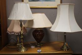 FOUR LAMPS WITH SHADES