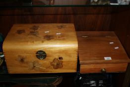 AN INLAID CHEST TOGETHER WITH A WRITING SLOPE