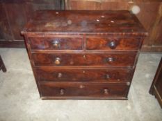 AN ANTIQUE VICTORIAN CHEST OF FIVE DRAWS, TWO OVER THREE