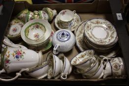 A TRAY OF MINTON HAMPSHIRE AND PARAGON CHINA