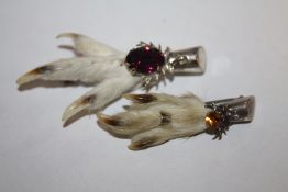 TWO SCOTTISH STYLE GEMSET CLAW BROOCHES