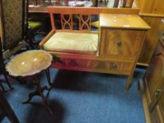A MAHOGANY TELEPHONE TABLE, NEST OF TABLES AND WINE TABLE (3)