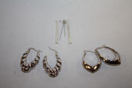 THREE PAIRS OF SILVER EARRINGS, TOTAL WEIGHT 10.7 G