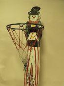 A FAIRGROUND STYLE PAINTED WOODEN BASKET BALL HOOP