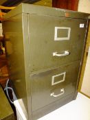 A PAIR OF TWO DRAWER METAL FILING CABINETS