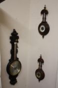 THREE ANTIQUE WALL BAROMETERS, A/F