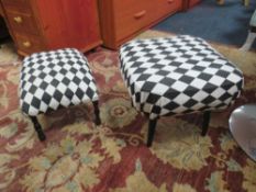 TWO MODERN BLACK AND WHITE STOOLS