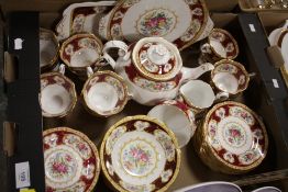 A TRAY OF ROYAL ALBERT LADY HAMILTON CHINA TO INCLUDE A TEAPOT, TRIOS ETC.