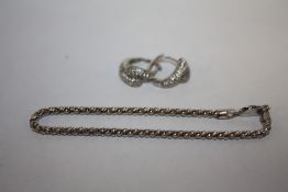 A STERLING SILVER BRACELET AND EARRINGS TOTAL WEIGHT 7.6 G