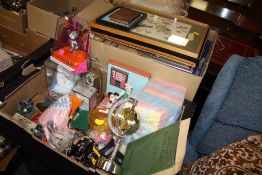 TWO TRAYS OF COLLECTABLES TO INCLUDE CHILDRENS BOOKS, PEWTER FIGURES ETC.
