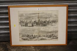 A DOUBLE SIDED FRAMED AND GLAZED 'THE LONDON ILLUSTRATED NEWS' FOR JULY 28 1855 REPORTING THE 'CHA
