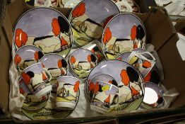 A TRAY OF RAFFLES RANGE ORANGE TREE CHINA BY PEGGY DAVIES