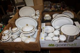 A LARGE QUANTITY OF MINTON SATURN TEA AND DINNERWARE TO INCLUDE TEA AND COFFEE POTS, TUREENS,