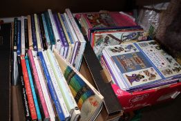 TWO TRAYS OF CROSS STITCH AND EMBROIDERY BOOKS