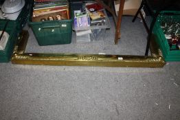 AN ART NOUVEAU STYLE BRASS FIRE FENDER, L 140 CM
