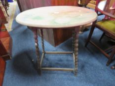 AN OAK OVAL BOBBIN LEG TABLE H-72 CM A/F