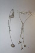 TWO SILVER NECKLACES - APPROX WEIGHT 9G