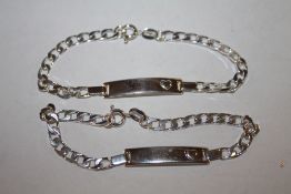 TWO SILVER CHILD SIZE ID BRACELETS- APPROX WEIGHT 9g