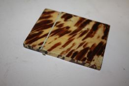 AN ANTIQUE TORTOISESHELL CARD CASE