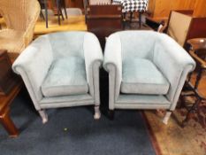 A PAIR OF MODERN UPHOLSTERED LAURA ASHLEY TUB ARMCHAIRS