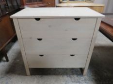 A MODERN 3 DRAWER CHEST H-86 CM W-89 CM A/F ( MARKED TO THE TOP )