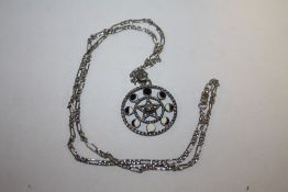 A WHITE METAL PENDANT ON SILVER CHAIN - APPROX WEIGHT 14.9G