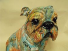 A LARGE RESIN GRAFFITI STYLE FIGURE OF A BULLDOG, H 41 CM