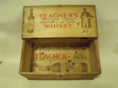 A VINTAGE WOODEN TEACHER'S WHISKY BOX