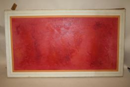 AN UNFRAMED ABSTRACT OIL ON CANVAS SIGNED BOB PAUL LOWER RIGHT - OVERALL SIZE 81CM X 46 CM