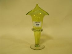 A VICTORIAN VASELINE GLASS JACK IN THE PULPIT VASE