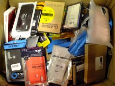 A CAGE OF MIXED ITEMS TO INCLUDE PHONE CASES, SCREEN PROTECTORS, SUNDRIES CD'S BOOKS ETC