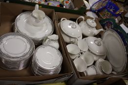 TWO TRAYS OF ROYAL DOULTON YORK H5100 CHINA TO INCLUDE TUREENS, DINING PLATES ETC.