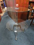 A MODERN METAL/GLASS TWO TIER DUMB WAITER H-74 CM