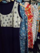 A QUANTITY OF LADIES VINTAGE CLOTHING VARIOUS 50s, 60s & 70s EXAMPLES COMPRISING TOPS AND VARIOUS