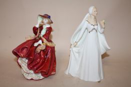 TWO ROYAL DOULTON FIGURES BRIDE HN2873 AND TOP O THE HILL HN1834