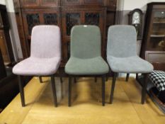 A HARLEQUIN SET OF 3 MODERN 'MACAN' DINING CHAIRS
