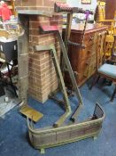 A LARGE VINTAGE OAK BARLEYTWIST FENDER W-141 CM TOGETHER WITH A COPPER EXAMPLE TOGETHER WITH THREE